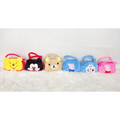 {M'SIA STOCK} CARTOON HANDBAG SOFT TOYS/PLUSH TOYS/KIDS TOYS 7INCH 21CM 精美卡通手提包娃娃玩具公仔 7寸 Anak Patung